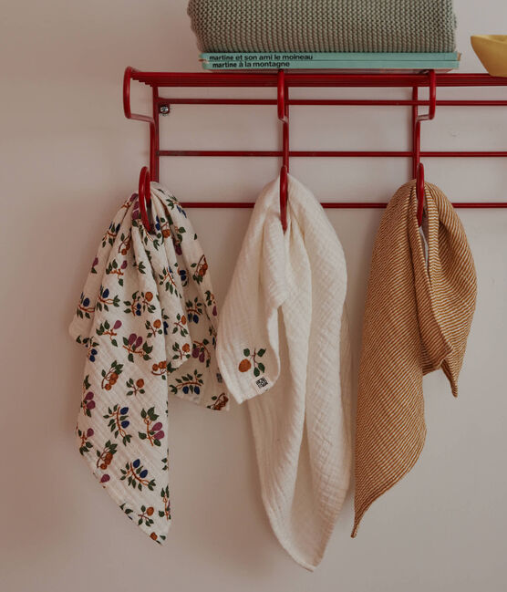 Juego de 3 muselinas para bebé con estampado de frutas y milrayas MARSHMALLOW/ BOUDOR/ MULTICO