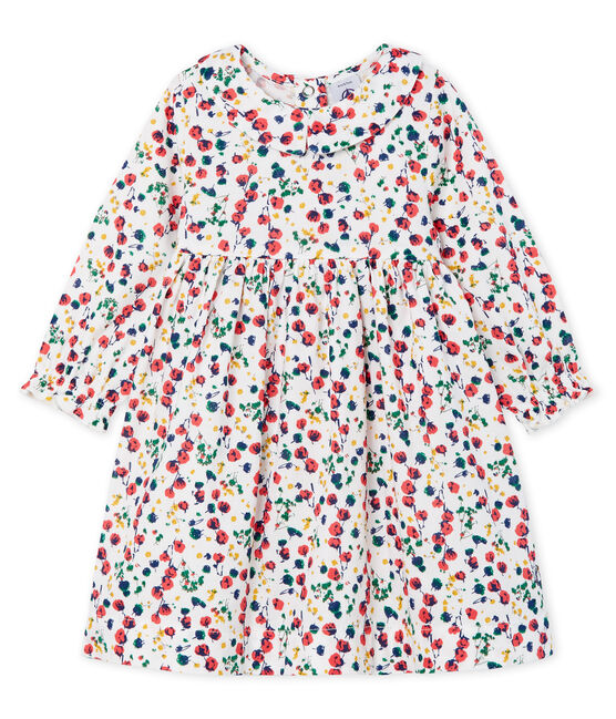 Vestido de manga larga estampado para bebé niña blanco MARSHMALLOW/blanco MULTICO
