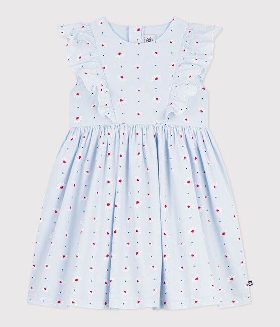 Vestido infantil de algodón sin mangas azul FRAICHEUR/blanco MULTICO