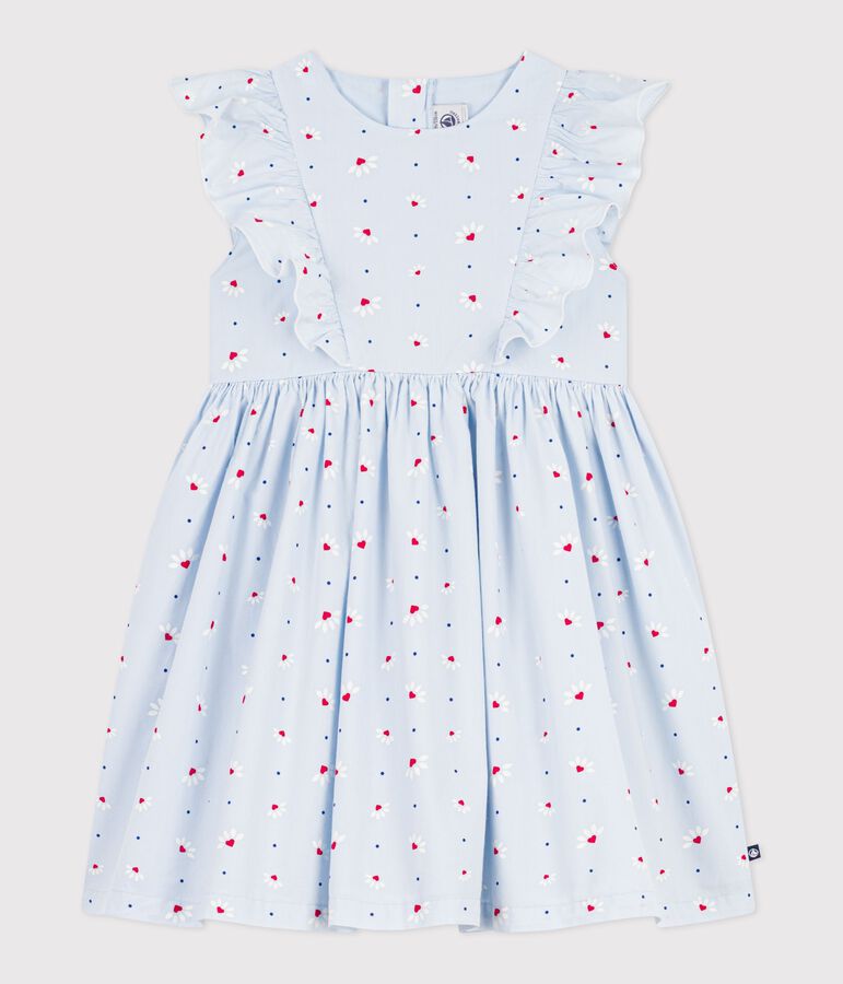 Vestido infantil de algod&oacute;n sin mangas azul FRAICHEUR/blanco MULTICO