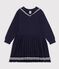 Vestido infantil liso de manga larga de algod&oacute;n SMOKING