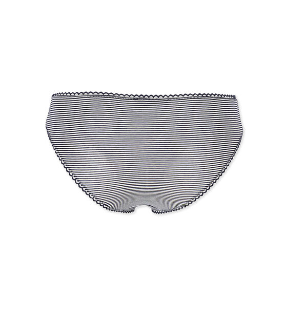 braguita para mujer en jersey lycra efecto second skin azul ABYSSE/blanco LAIT