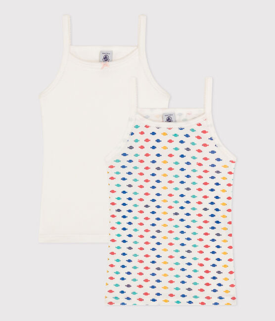 Juego de 2 camisetas de tirantes de algodón con animales marinos para niña variante 1