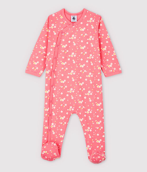 Pijama enterizo de flores de cerezo de algod&oacute;n de beb&eacute; ni&ntilde;a rosa/multicolor
