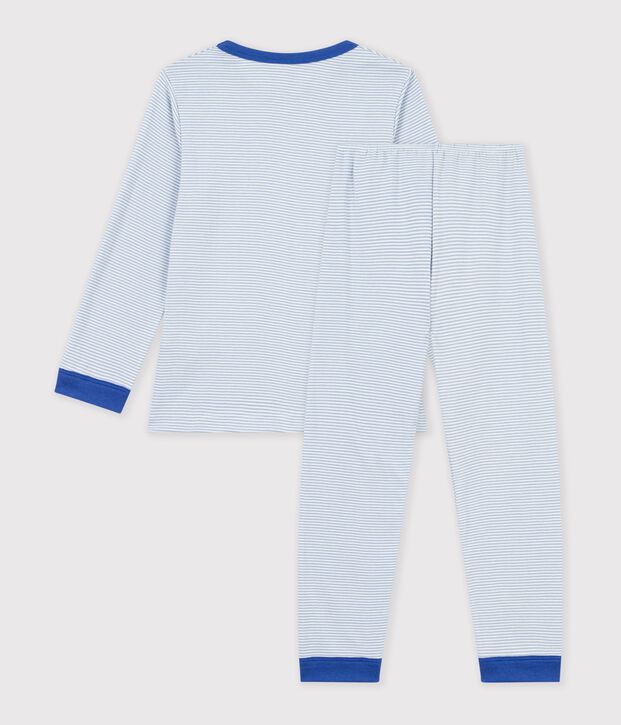 Pijama infantil de algod&oacute;n a rayas azul/blanco