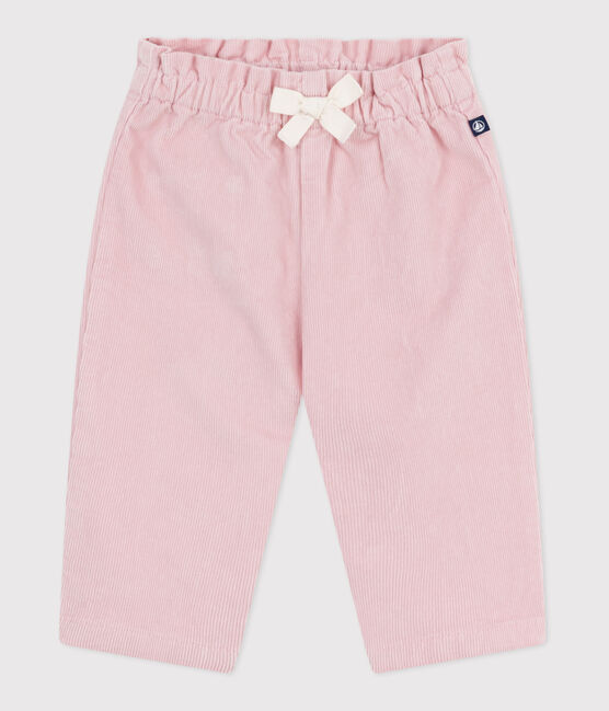 Pantalón liso de pana con bolsillo trasero bordado para bebé rosa JOLI
