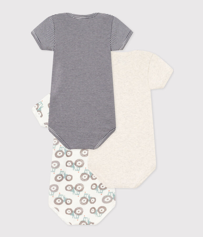 Juego de 3 bodis de manga corta de algod&oacute;n con tractores para beb&eacute; multicolor