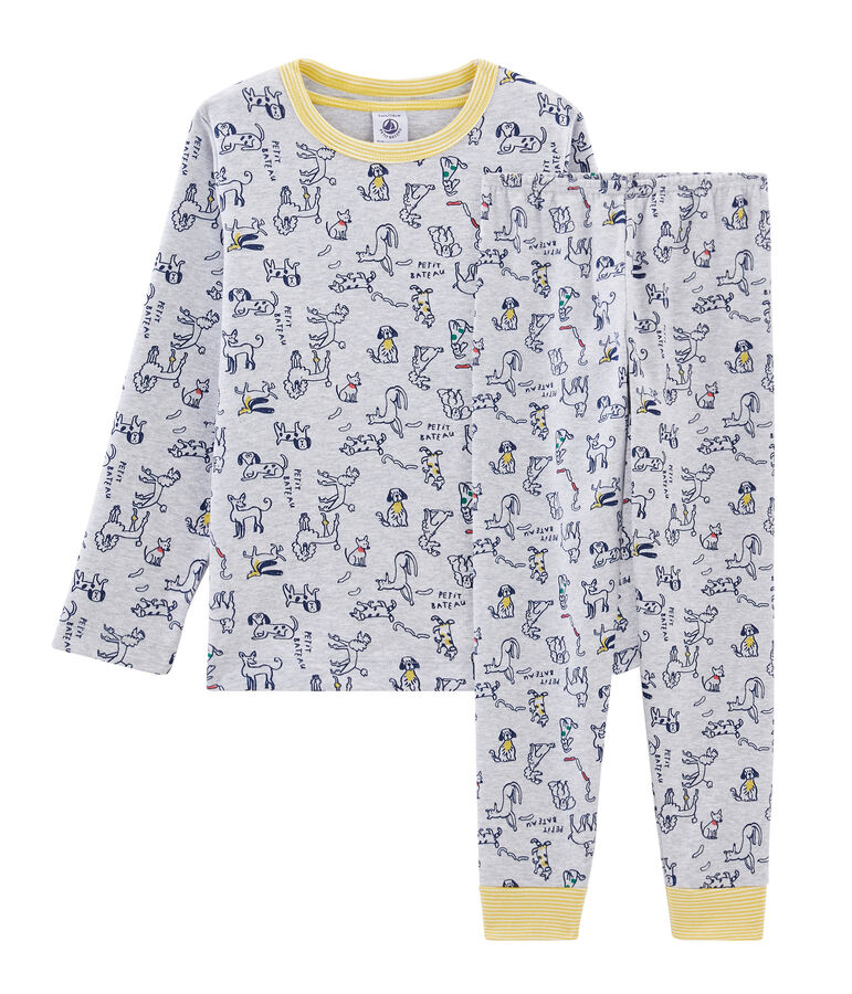 Pijama de punto para ni&ntilde;o gris BELUGA/blanco MULTICO