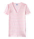 Camiseta de canalé original de rayas con cuello en pico para mujer