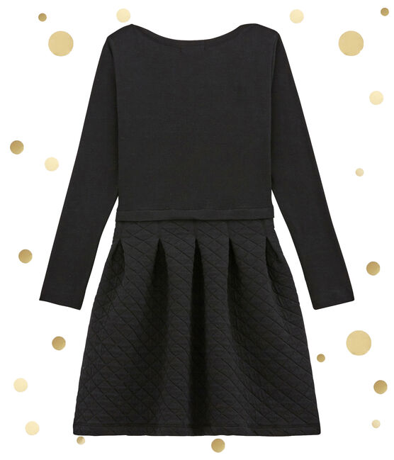 Vestido bi-materia para mujer con cintura definida negro NOIR
