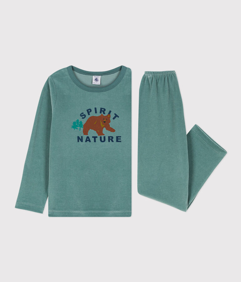 Pijama de terciopelo para ni&ntilde;o/ni&ntilde;a verde/multicolor