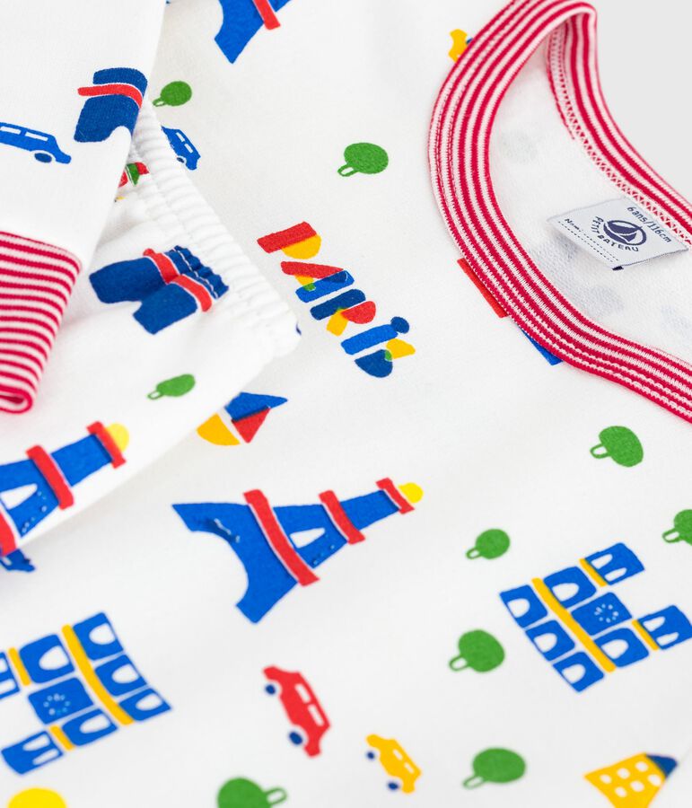 Pijama infantil de felpa con estampado de Par&iacute;s blanco/multicolor