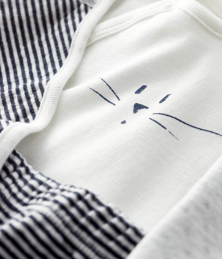 Conjunto de 3 piezas para beb&eacute; de t&uacute;bico azul/blanco