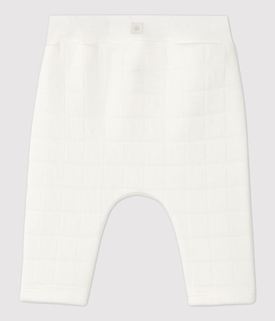 Pantalón de tejido túbico ecológico de bebé blanco MARSHMALLOW
