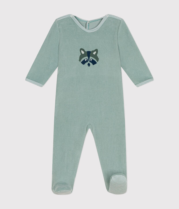 Pijama de terciopelo para beb&eacute; verde