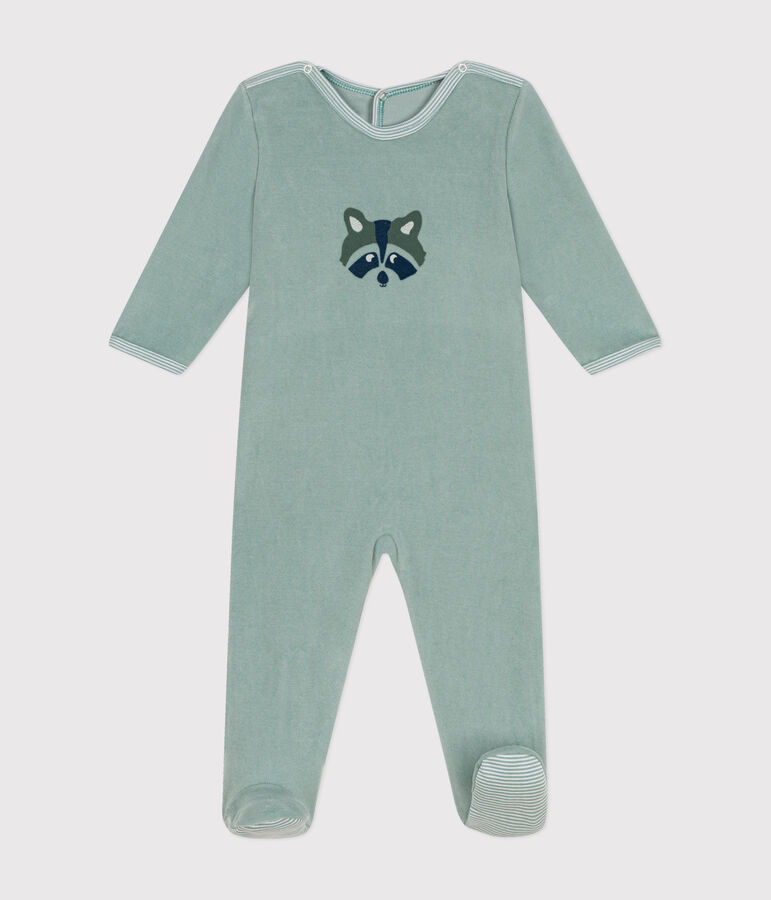 Pijama de terciopelo para beb&eacute; verde