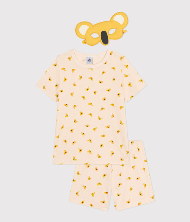 Pijama corto infantil de algod&oacute;n tipo disfraz de koala crudo/multicolor