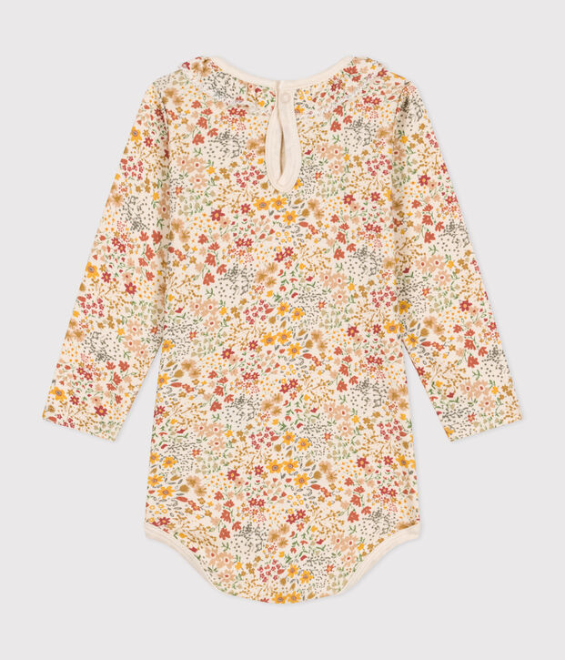 Body de algod&oacute;n de manga larga con cuello isabelino para beb&eacute; crudo/multicolor