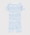Pijama corto snugfit con estampado de olas de algodón de niño blanco MARSHMALLOW/azul COOL