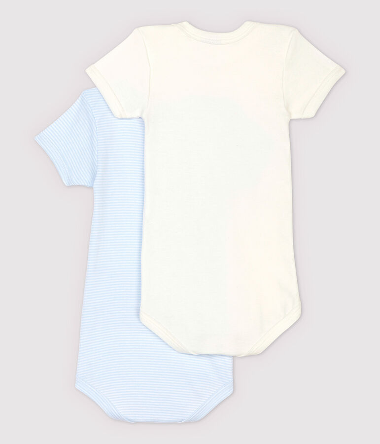Lote de 2 bodys de manga corta mil rayas de beb&eacute; de algod&oacute;n ecol&oacute;gico variante 1