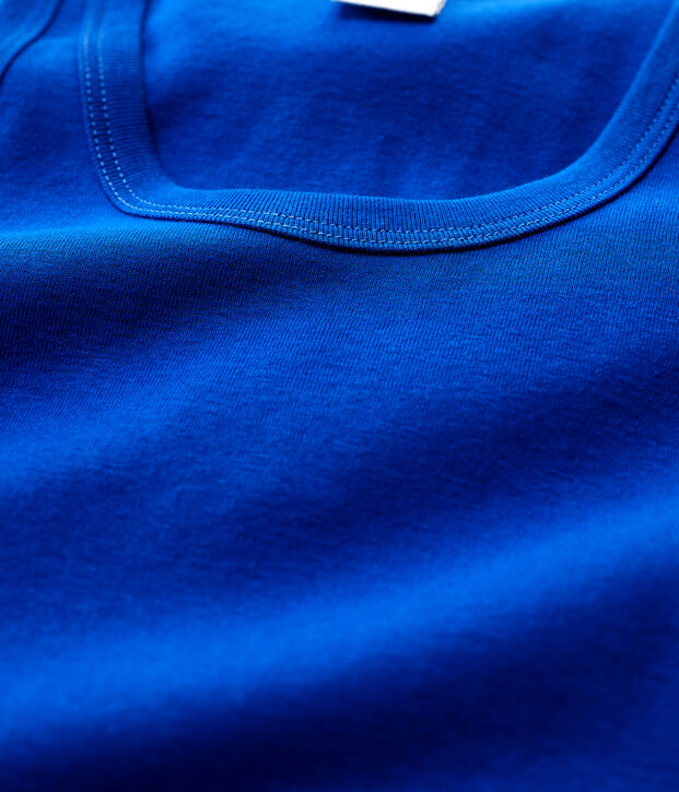Camiseta de tirantes emblem&aacute;tica de algod&oacute;n de mujer azul