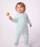 Pijama de algod&oacute;n milrayas para beb&eacute; verde/blanco