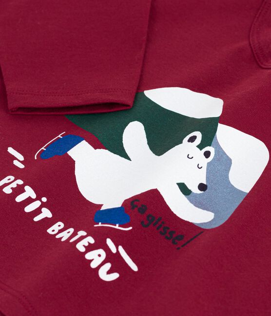 Camiseta de algodón de manga larga con estampado de gato para bebé AMARANTE