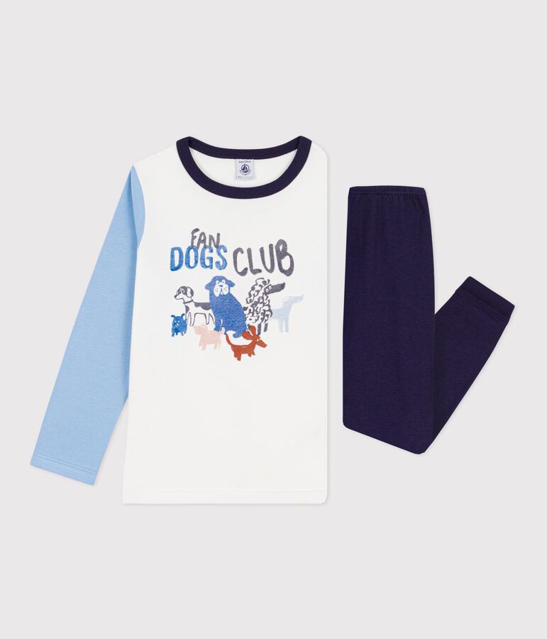Pijama infantil de algod&oacute;n con estampado de perro azul/multicolor