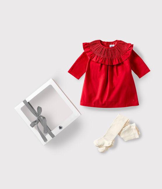 Estuche regalo para bebé con vestido y leotardos variante 1