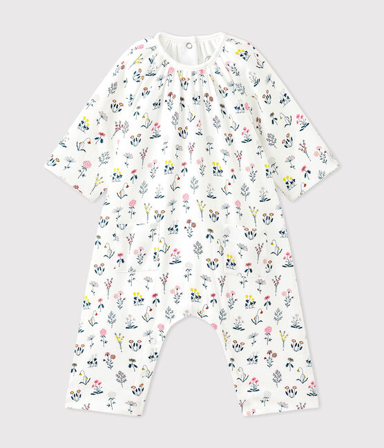 Pelele para bebé niña en túbico estampado blanco LAIT/blanco MULTICO