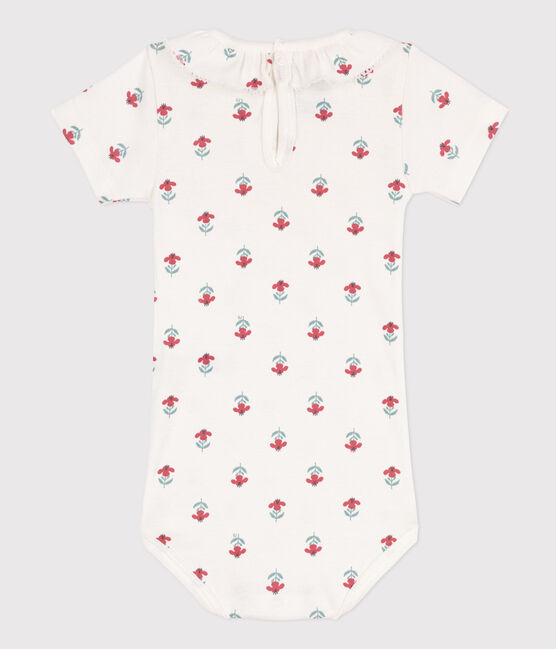Body de algodón de manga corta con estampado de flores para bebé blanco MARSHMALLOW/blanco MULTICO