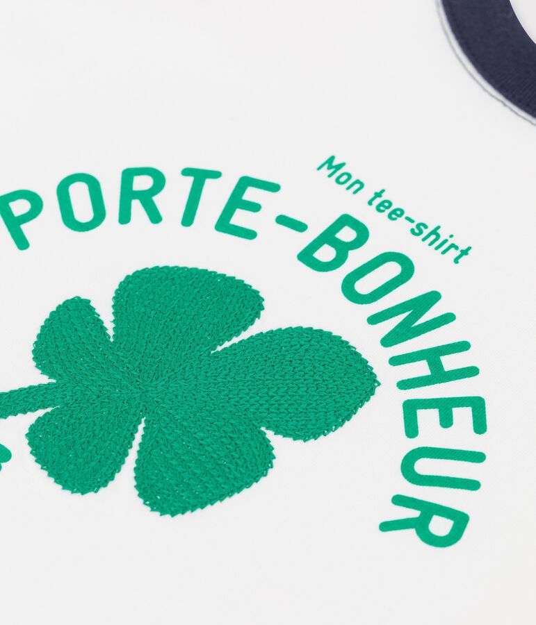 Camiseta de algod&oacute;n de manga corta para ni&ntilde;o blanco