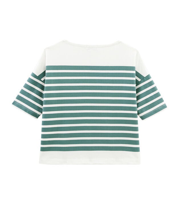 Camiseta marinera para mujer verde/blanco