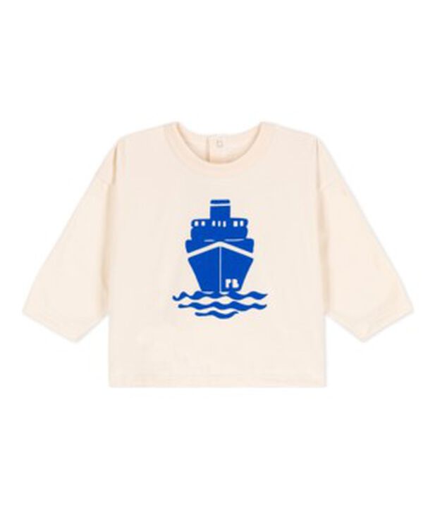 Camiseta de manga larga de punto para beb&eacute; crudo