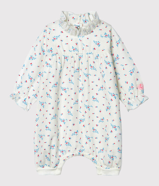 Mono para beb&eacute; ni&ntilde;a de tejido de pa&ntilde;al blanco/multicolor