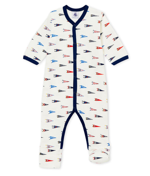Pelele reversible para beb&eacute; ni&ntilde;o blanco/multicolor