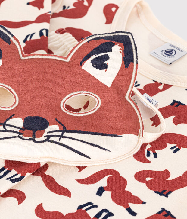 Pijama disfraz infantil de algod&oacute;n de zorro crudo/multicolor