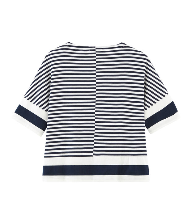 Camiseta manga corta gr&aacute;fica para mujer azul/blanco