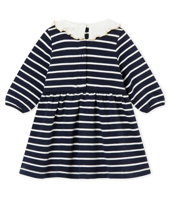 Vestido marinero para bebé niña azul SMOKING/blanco MARSHMALLOW