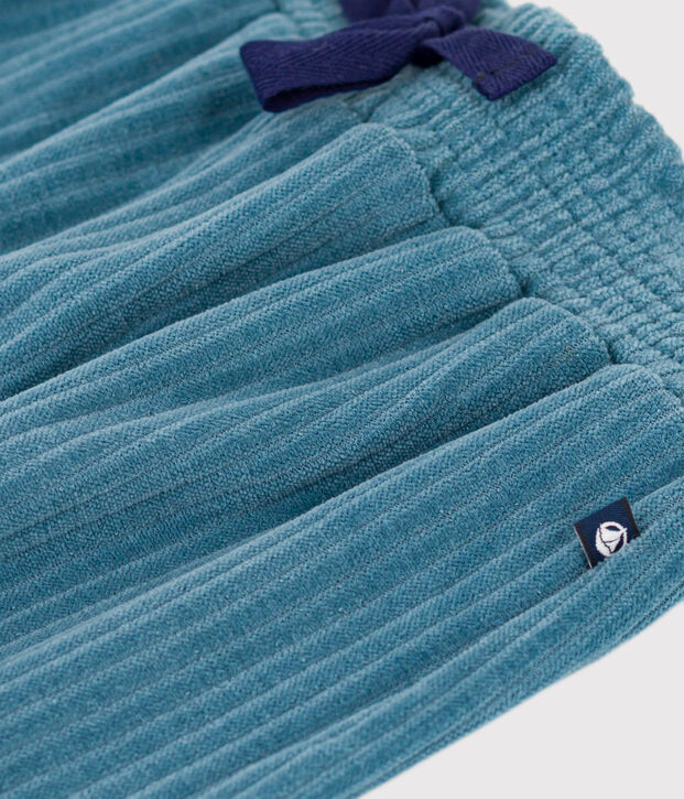 Pantal&oacute;n ancho de terciopelo fino de ni&ntilde;a azul