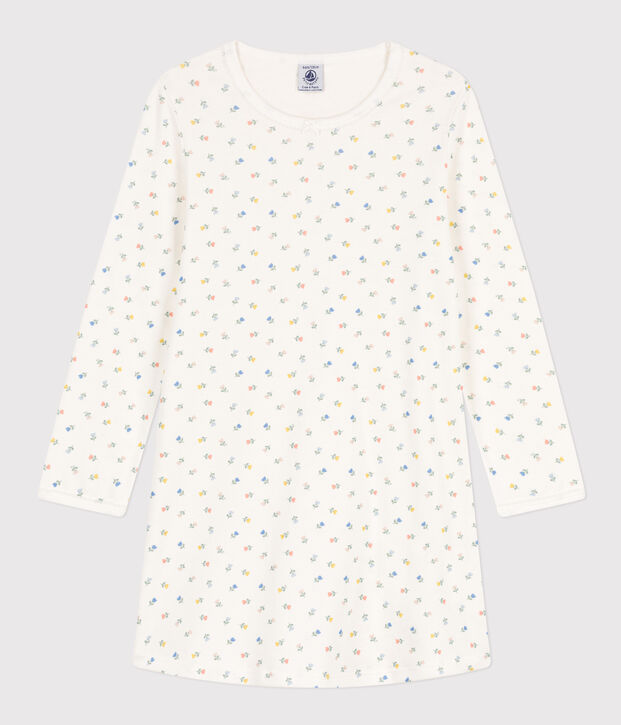 Camis&oacute;n de algod&oacute;n con flores para ni&ntilde;a blanco/multicolor