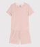 Pijama corto y liso de algodón calado para niña rosa SALINE