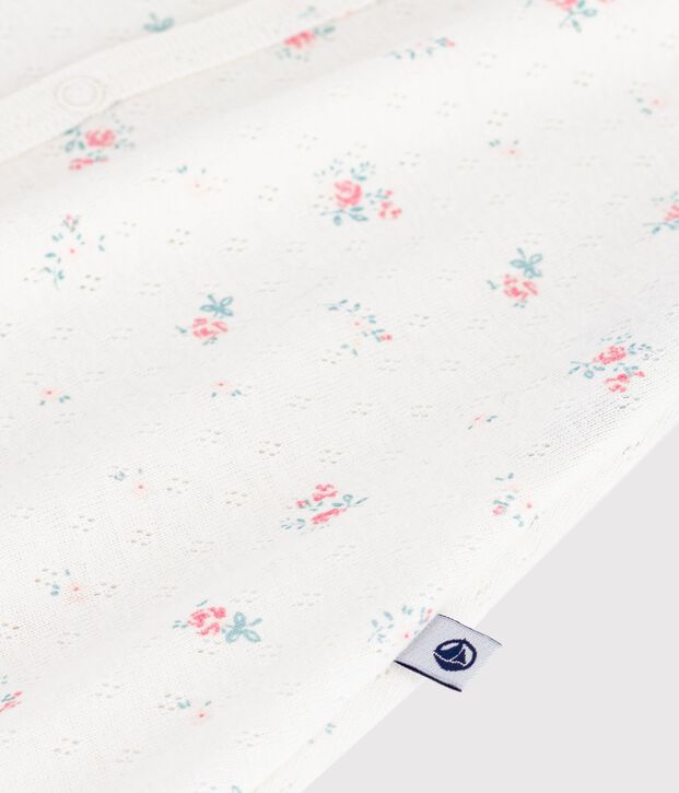 Mono corto de algod&oacute;n con flores para beb&eacute; blanco/multicolor