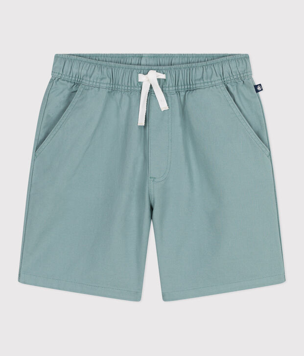 Bermudas cortas infantiles de algod&oacute;n liso verde