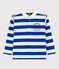 Polo de manga larga de punto de niño azul SURF/blanco MARSHMALLOW