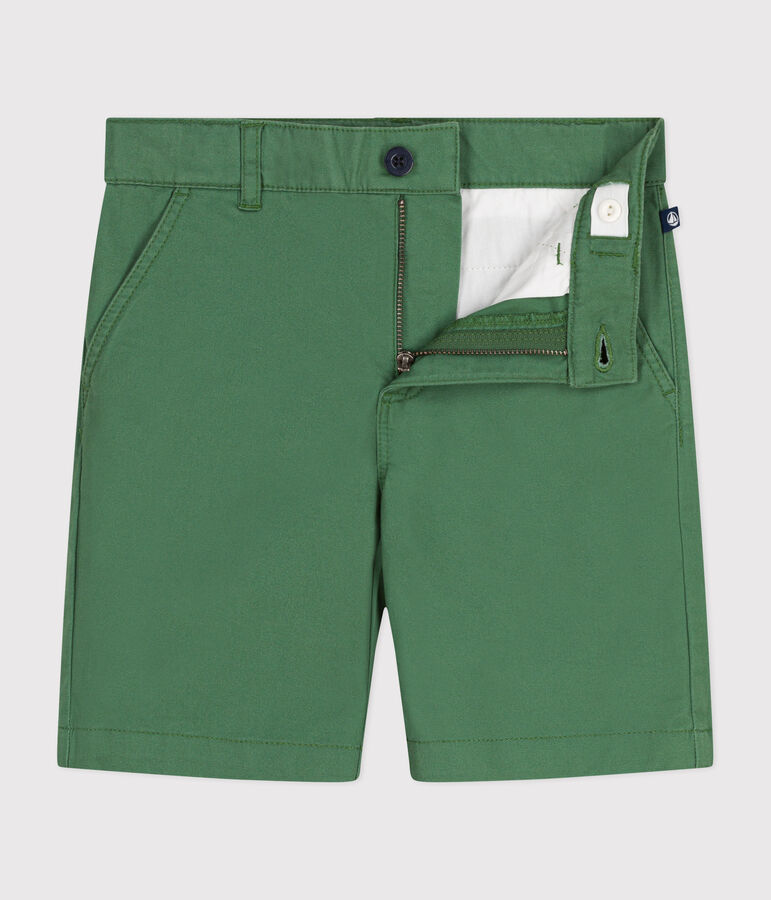 Pantal&oacute;n corto de sarga para ni&ntilde;o verde PALMERAIE