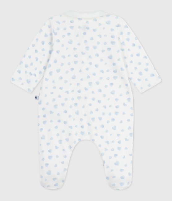 Pijama de algodón con cuello estampado de corazón para bebé MARSHMALLOW/ ADRIATIC