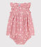 Vestido de gasa de algodón y pololo con estampado de flores para bebé rosa CHARME/blanco MARSHMALLOW