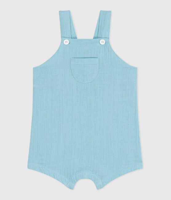 Peto corto y liso de gasa de algodón para bebé azul AQUATIC