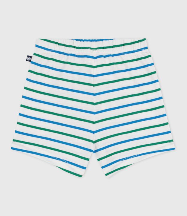 Shorts bicolores de algod&oacute;n a rayas para beb&eacute; blanco/multicolor